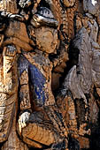 Elaborate figures carved in stucco decorate the ancient stupas, Kakku Buddhist Ruins. Shan State in Myanmar (Burma).